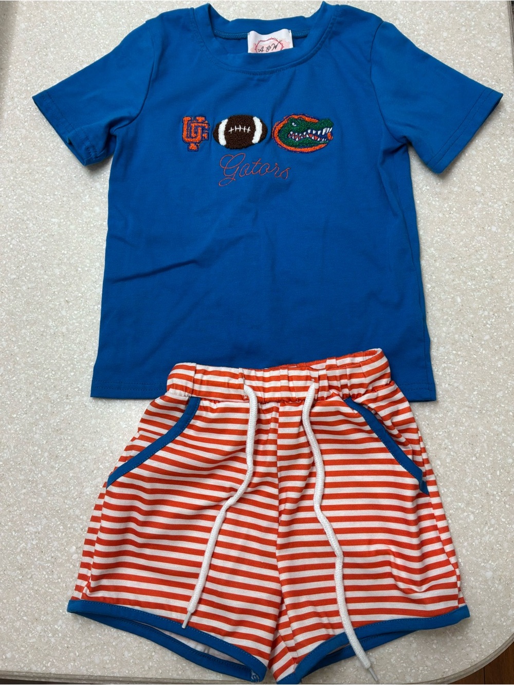 Kids Blue & Orange Gators Short Sleeve Set